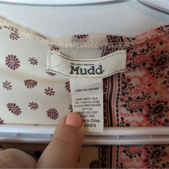 Mudd Pink & Cream Hippie Boho Sheer Duster Sleeveless Cover Up OS / Small Women - Picture 3 of 8